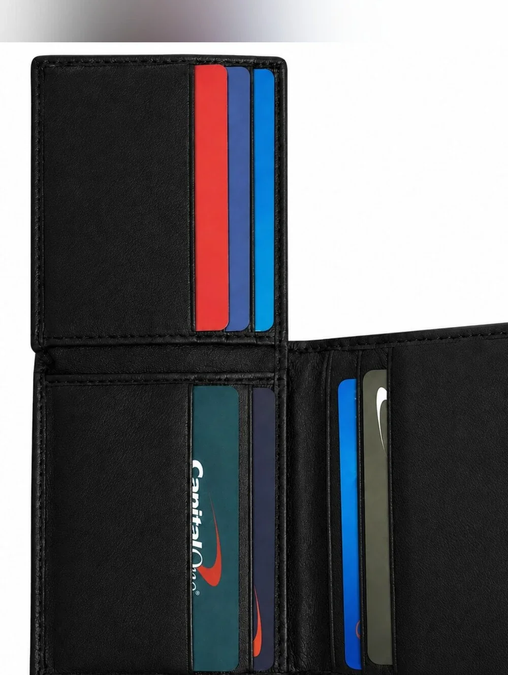 Mens Genuine Leather L-Fold Credit Card Black Wallet With Rfid Blocking Security